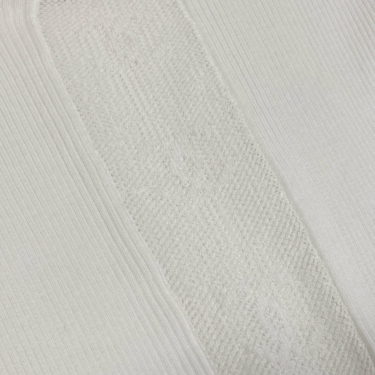 Cb19 CHANEL シャネル P20589 2003年 ジャガード ココマークロゴ リブニット 半袖タイトニット サイズ34 ホワイト レディース トップスta1