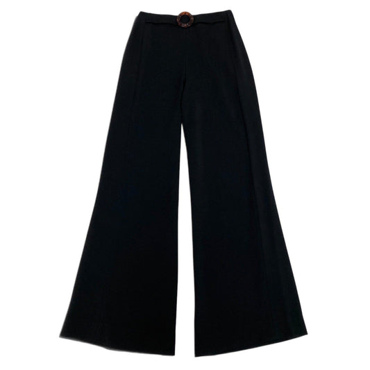Ei3 CELINE セリーヌ フロント ロゴバックル ストレートパンツ ボトムス サイズ36 ブラック  レディースo07t
