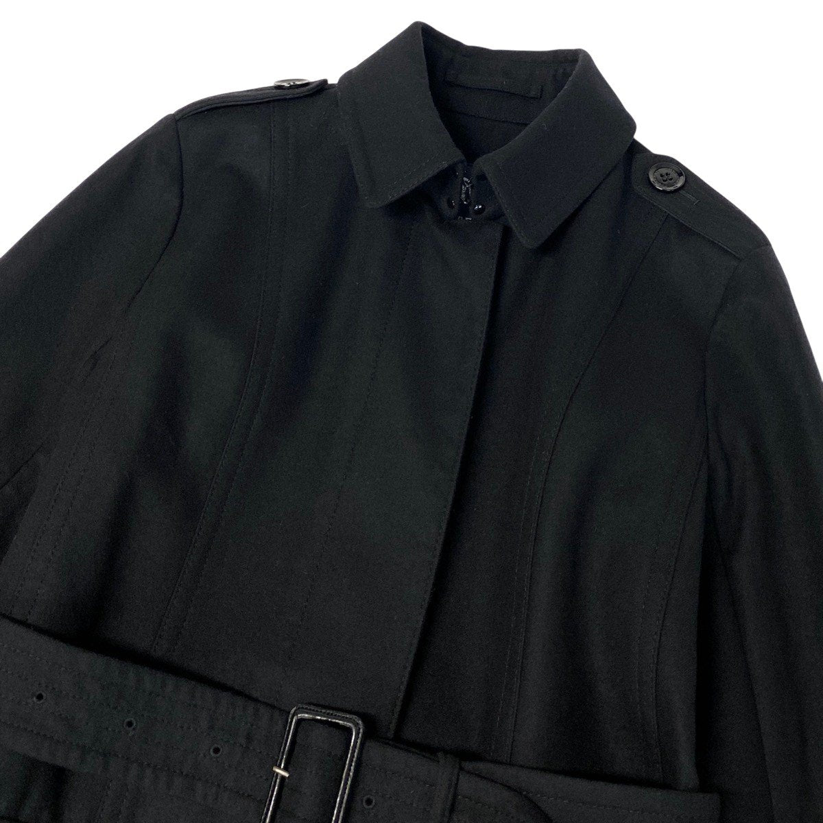 Ej23【美品】BURBERRY LONDON バーバリー ウールトレンチコート ロングコート アウター  40サイズ ブラック レディース 女性用u02t
