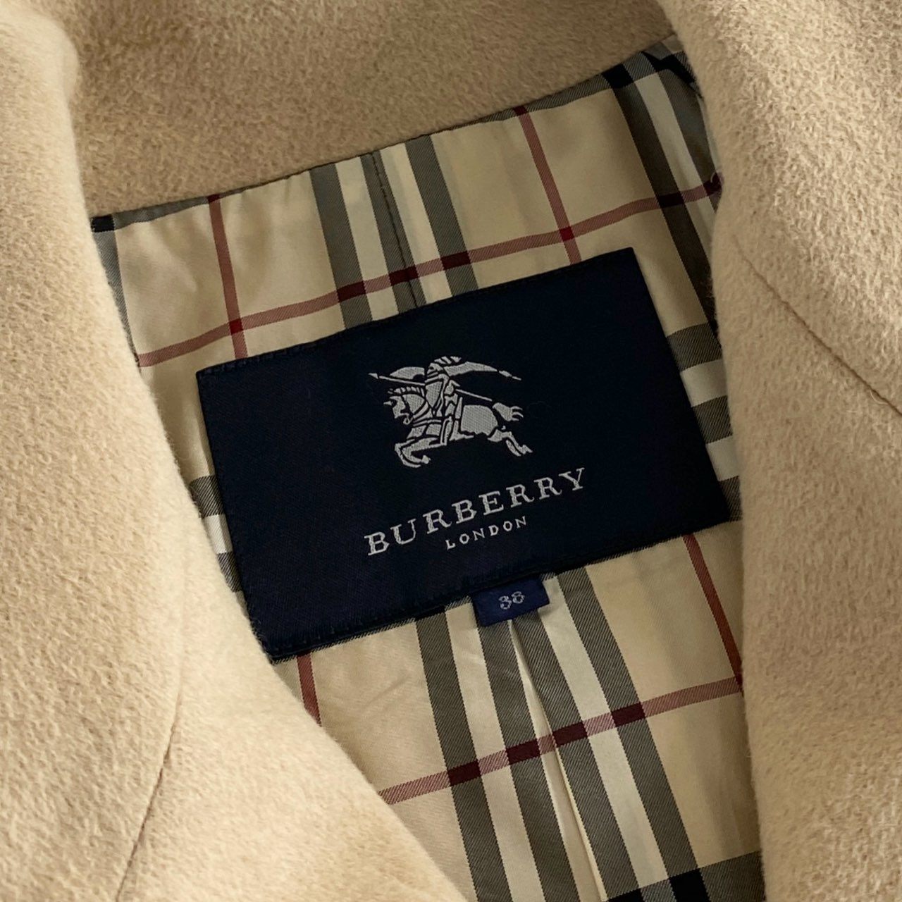 33d23 BURBERRY LONDON バーバリーロンドン ショートコート ベルテッドコート アンゴラウール サイズ38 ベージュ レディース