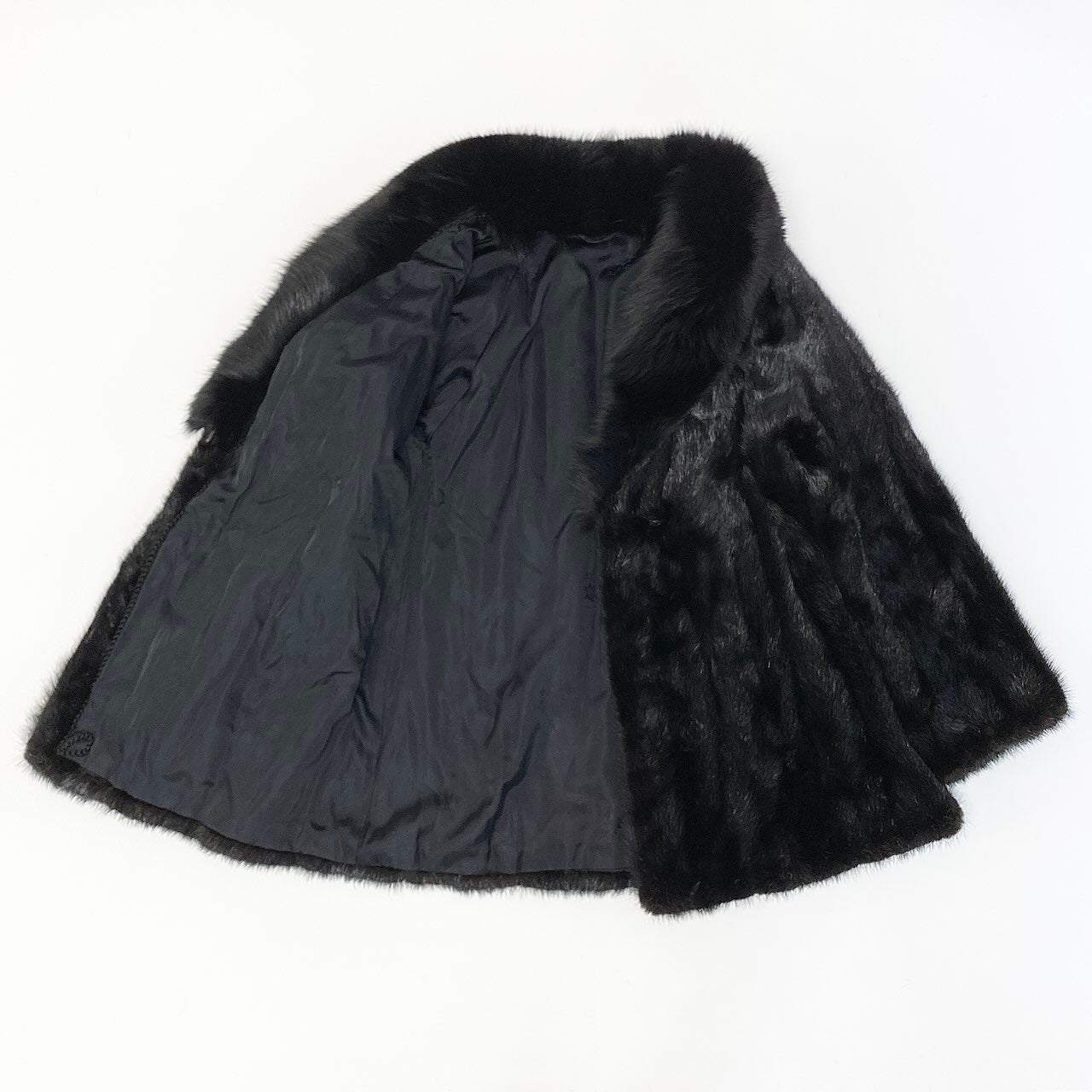 34c20 ダークミンク × フォックスファー コート サイズ11 ブラック 本毛皮 Mink × Fox Fur Coatt18r