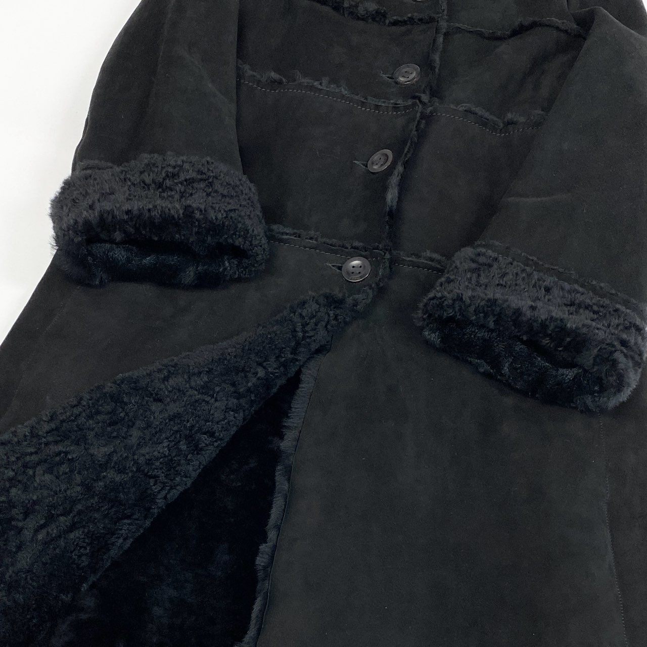 20a13 FENDI フェンディ ムートンコート レザーコート イタリア製 Mouton Leather Long Coat レディース 女性用 ブラックt18r