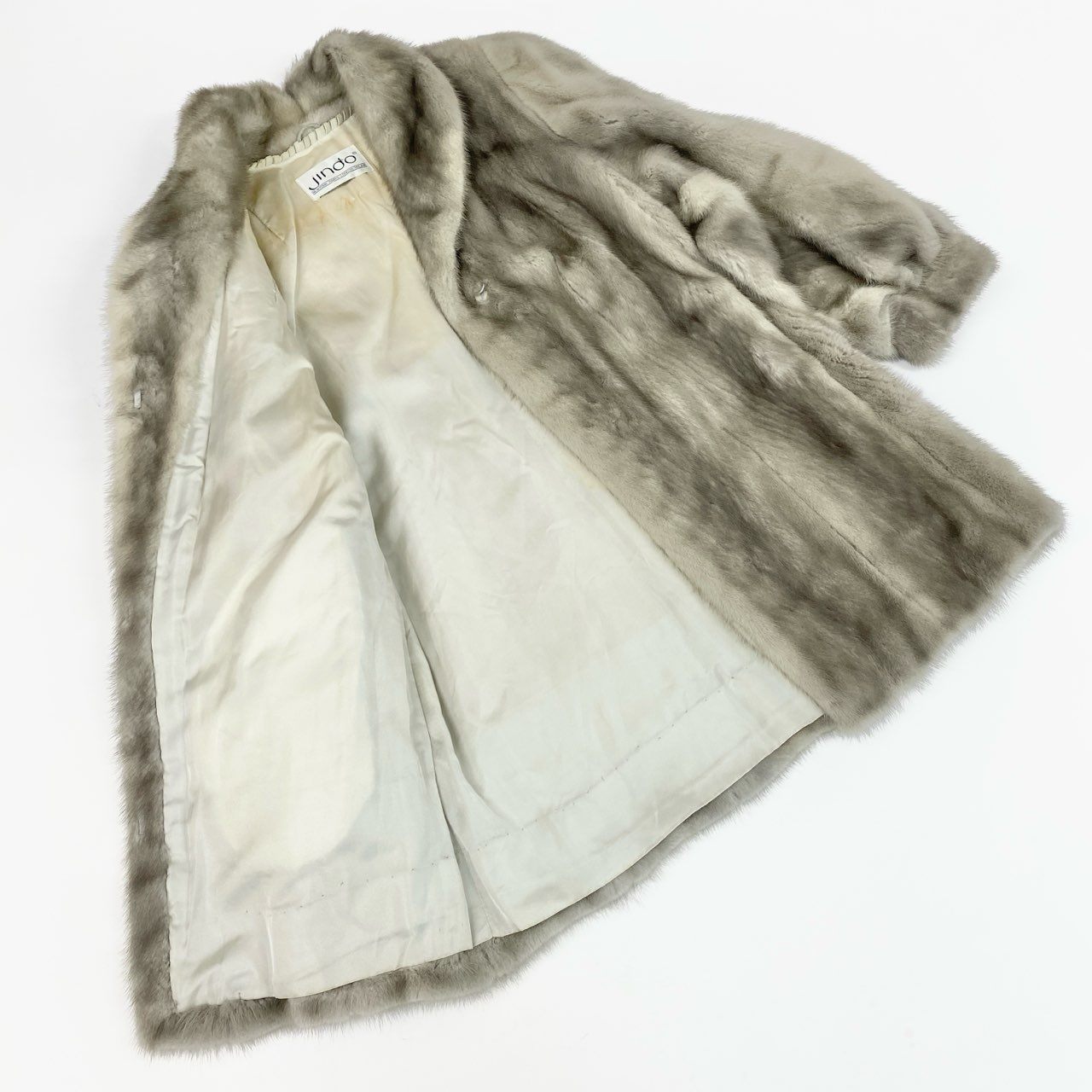 49L4 SAGA MINK サガミンク 銀サガ サファイアミンク セミロングコート シルバー グレー 最高級本毛皮 MINK FUR リアルファーt18r