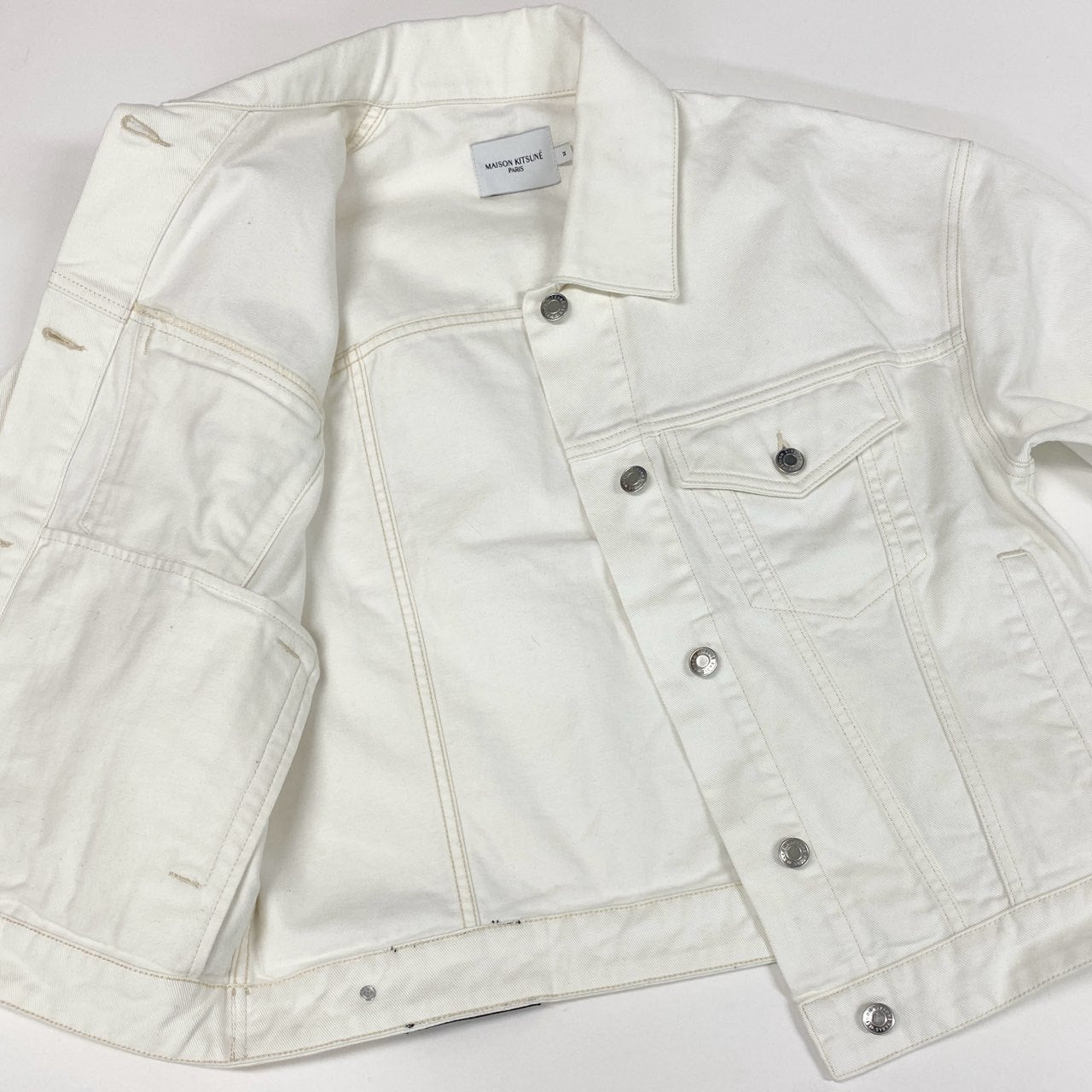 Hc2 MAISON MITSUNE メゾンキツネ ホワイトデニムジャケット サイズM ホワイト メンズ 男性用 アウターk02i