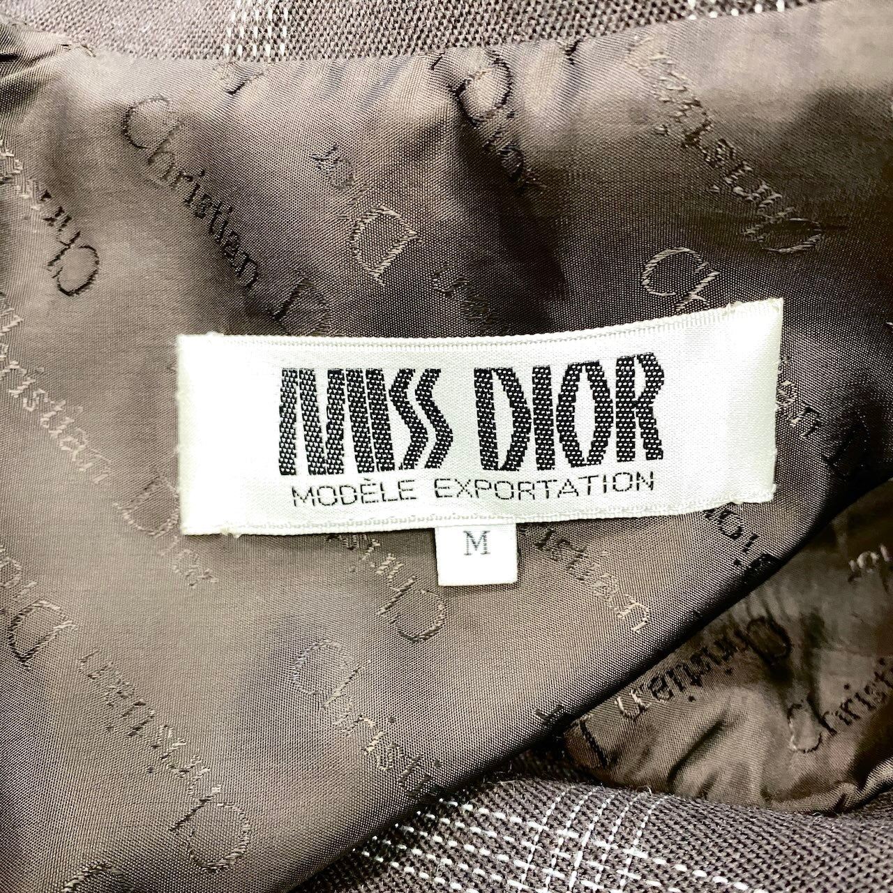 34e16 MISS DIOR ミスディオール ウールジャケット チェック柄 アウター Mサイズ ブラウン ウール100％ レディース 女性用u02t