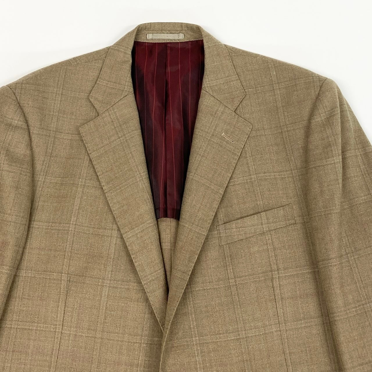 40d16 dunhill ダンヒル テーラードジャケット チェック柄 背抜き 2B ベージュ系 メンズ 紳士服u02t