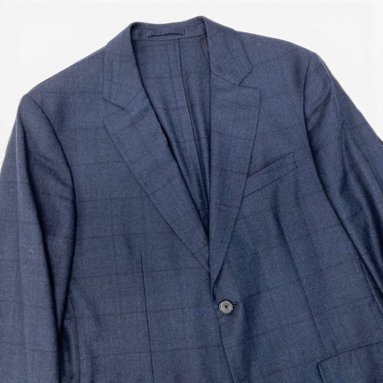 88g20 【美品】 Salvatore Ferragamo サルヴァトーレフェラガモ セットアップ シングルスーツ 2B チェック柄 サイズ52-7R ネイビー バージンウール100％ メンズ 紳士服u02t