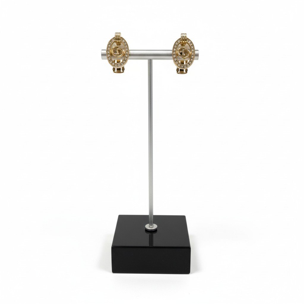 c3 Christian Dior クリスチャンディオール necklace and earring set with CD logo and rhinestonesta2