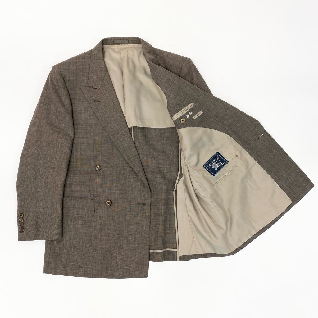 16a27 Burberrys バーバリーズ スーツセットアップ ダブルブレスト テーラードジャケット スラックスパンツ 94-84-165 AB4 ブラウン ウール100％ メンズ 男性用o07t