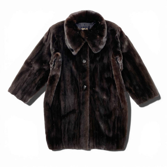 29l27 Terry's テリーズ マホガニーミンク ロングコート サイズF ダークブラウン 本毛皮 MINK FUR 毛並み◎t18r