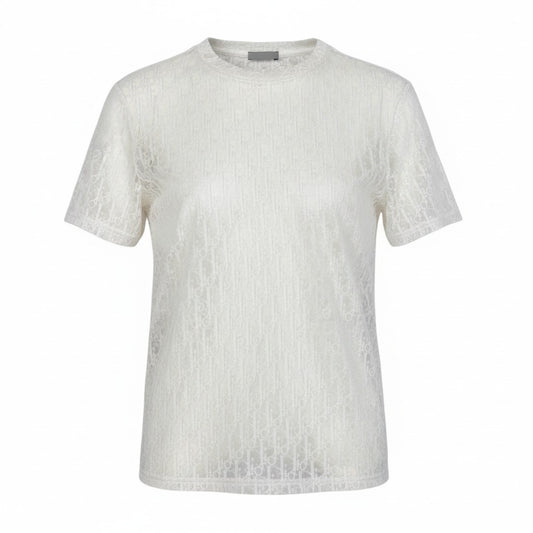 i11 Christian Dior シースルーTシャツ オブリーク ホワイト レディース 女性用ta2
