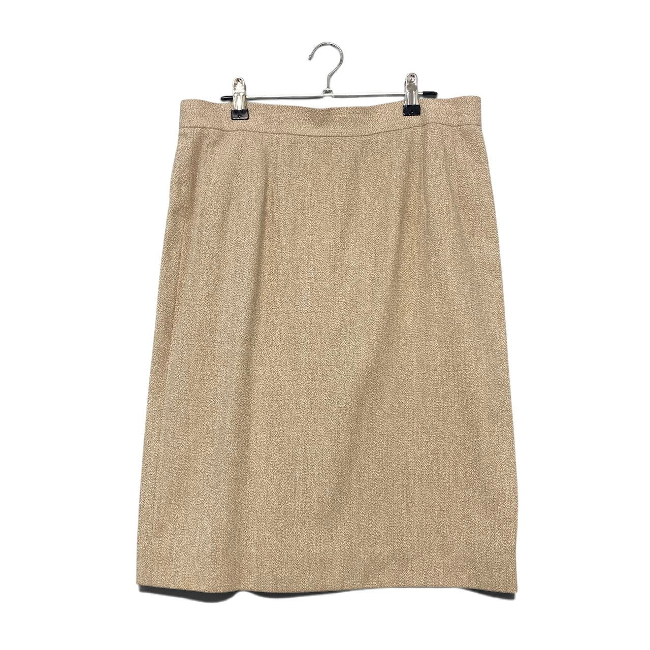 55h21 Aquascutum アクアスキュータム セットアップ スカートスーツ フォーマル ノーカラージャケット 刻印ボタン サイズ11 ベージュ レディース 女性用o07t