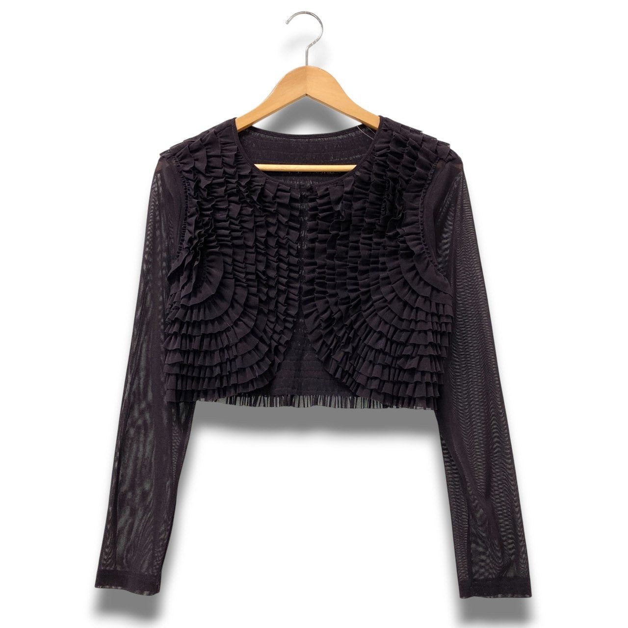 5c2 TOKUKO 1er VOL トクコプルミエヴォル ロングスリーブ フリルカーディガン シアーカーディガン レディース 女性服 サイズ9 パープル ポリエステル100％u02t