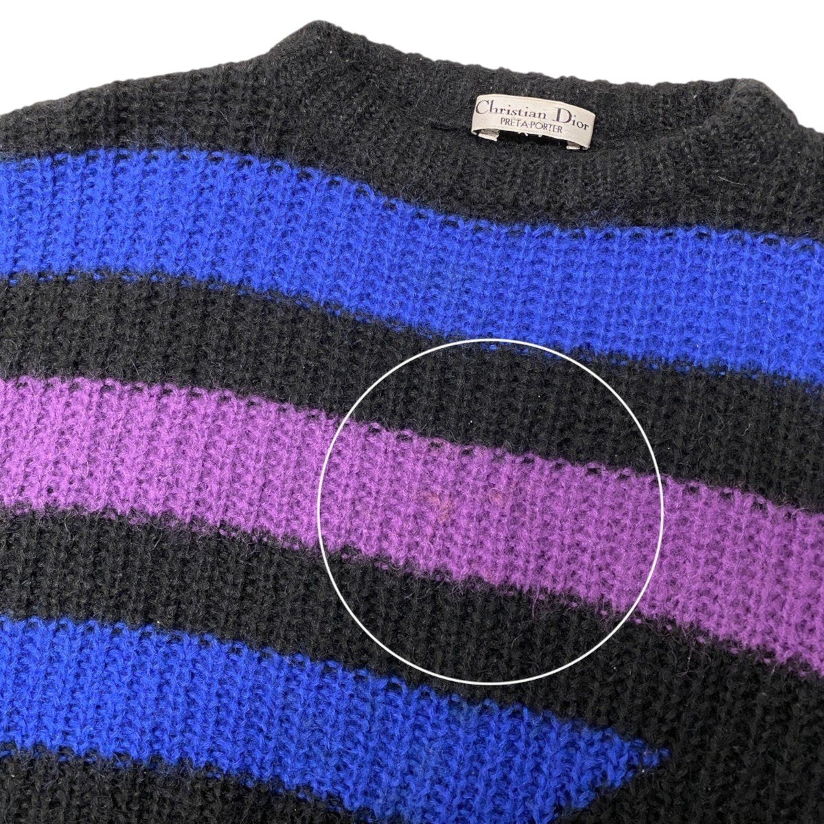 92h3 Christian Dior クリスチャンディオール ドルマンスリーブ ニットセーター ローゲージニット ブラック ブルー パープル レディースo07t