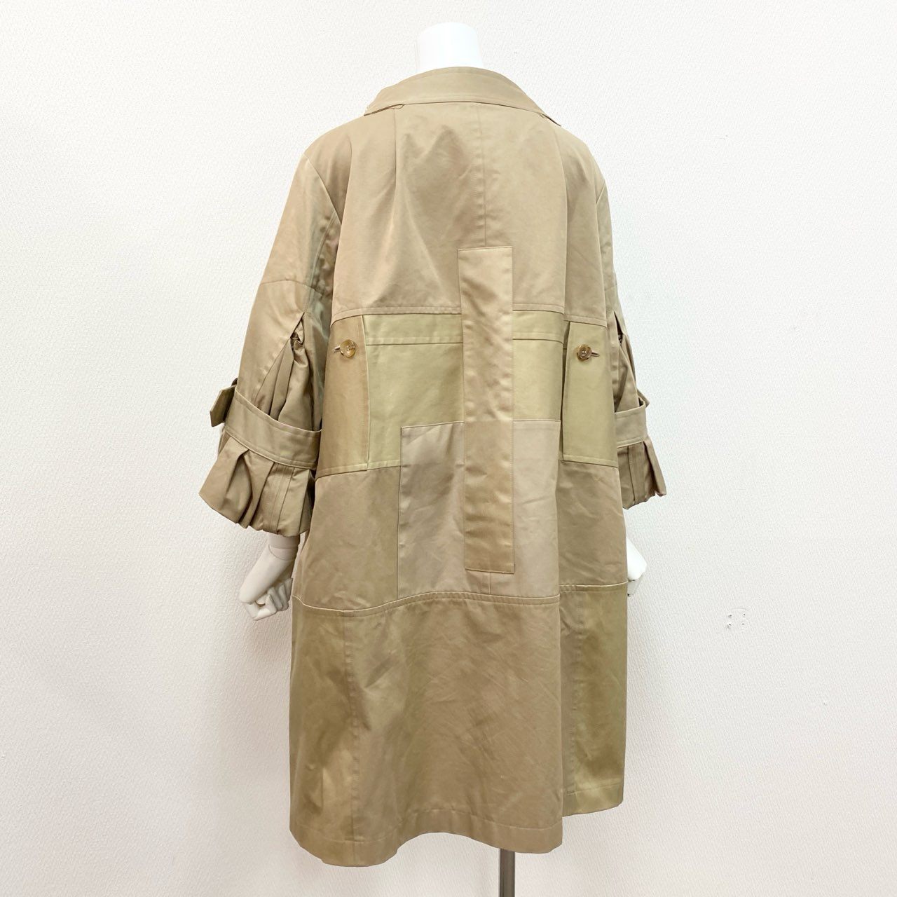 68j9 JUNYA WATANABE COMME des GARCONS ジュンヤワタナベ コムデギャルソン パッチワーク フルジップ トレンチコート JE-O029 サイズXS ベージュ レディース AD2019 20ss