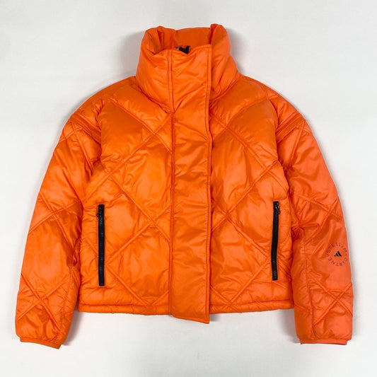 65g8 STELLA McCARTNEY ステラマッカートニー adidas アディダスコラボ ダウンジャケット ハイネック キルティング レディース 女性用 2XS オレンジ ポリエステル100％