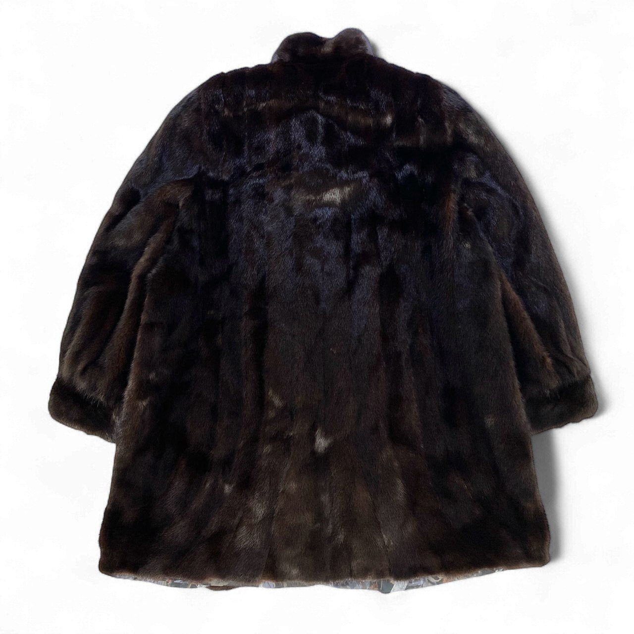 43k14【美品】EMBA エンバ 毛皮コート ファーコート ミンクファー ミンクコート ロングコート 装飾ボタン 裏地総柄 ダークブラウン レディースu02t