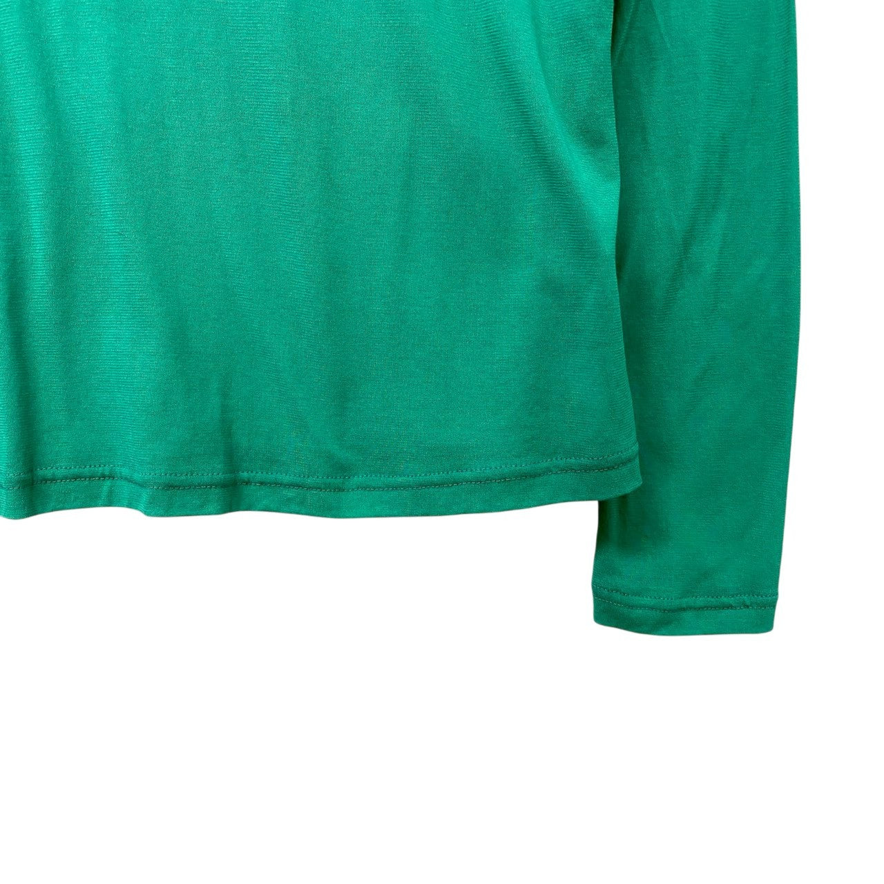 69c2 TOKUKO 1er VOL トクコプルミエヴォル ハイネック シアーカットソー ロングスリーブ トップス レディース 女性服 日本製 サイズ9 グリーン系 コットン100％u02t