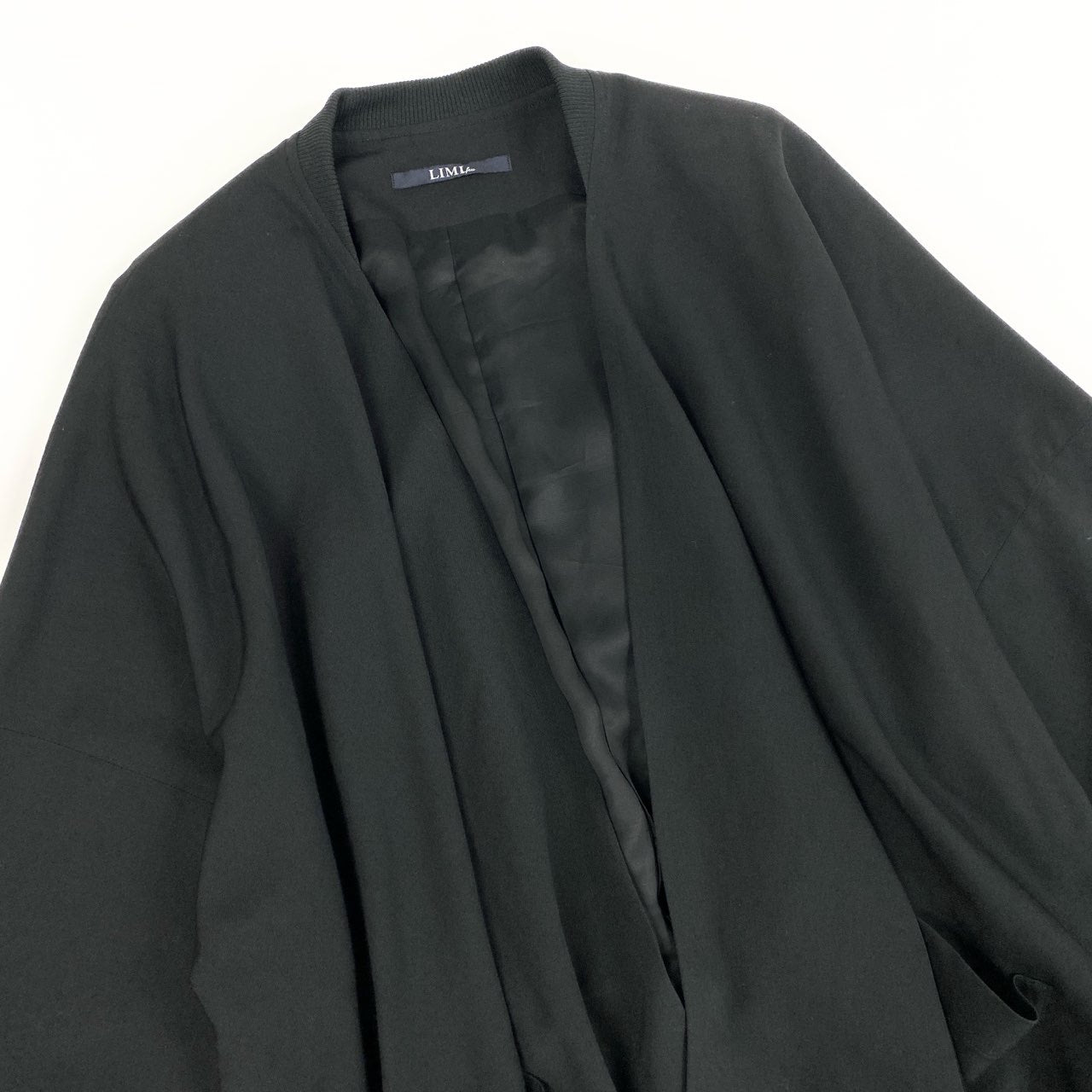13b10 《美品》 LIMI feu リミフゥ ウールギャバジン 変形ジャケット 着物羽織 和装 ブラック ウール レディース ヨウジヤマモトk02i