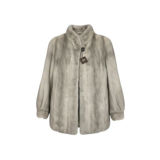 69L8 MUTUS SAGA MINK サガミンク 銀サガ サファイアミンク セミロングコート サイズ15号 シルバー グレー 最高級本毛皮 MINK FUR リアルファーt18r