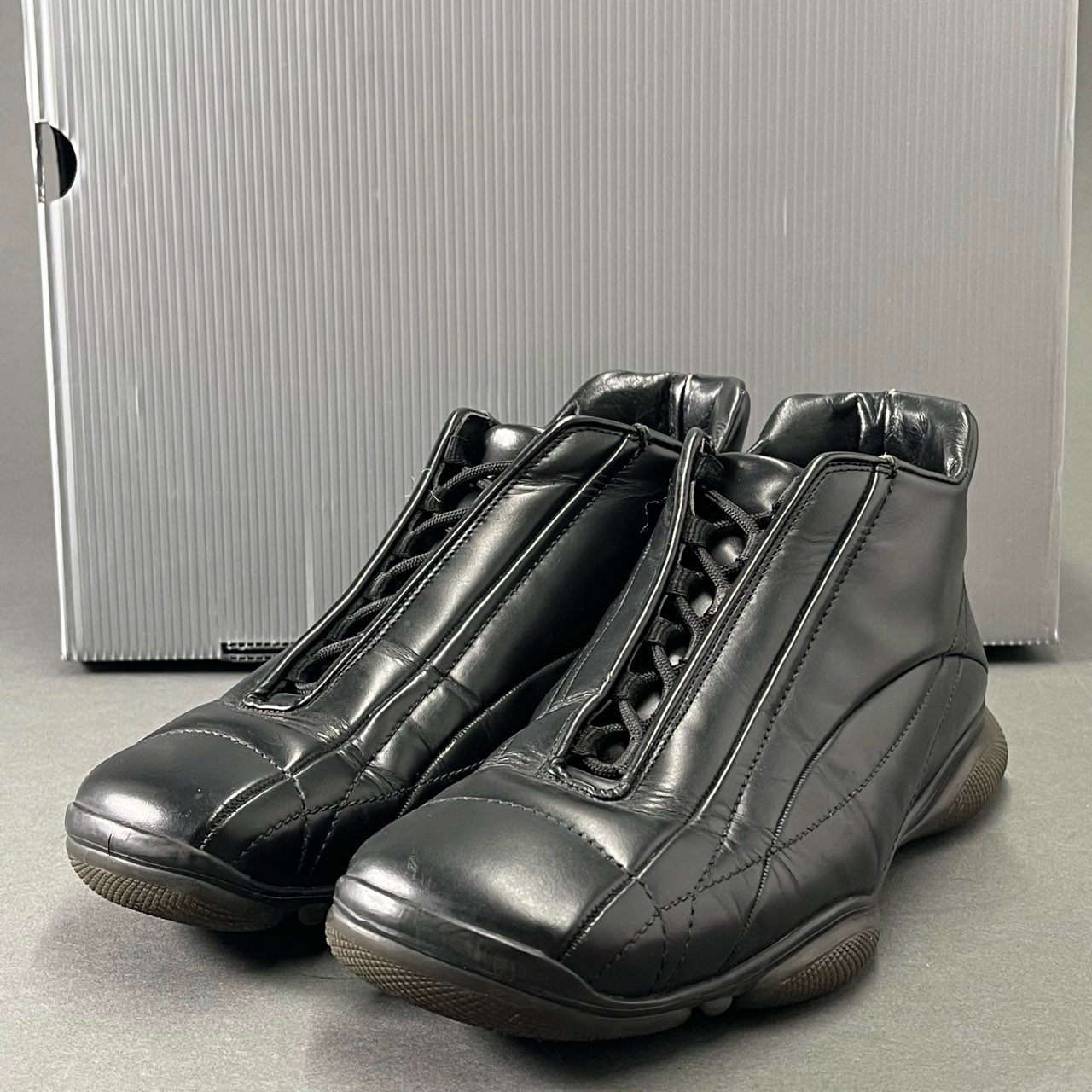 7j1 PRADA SPORT プラダスポーツ レザーハイカットスニーカー シューズ 5 1/2 ブラック レザー