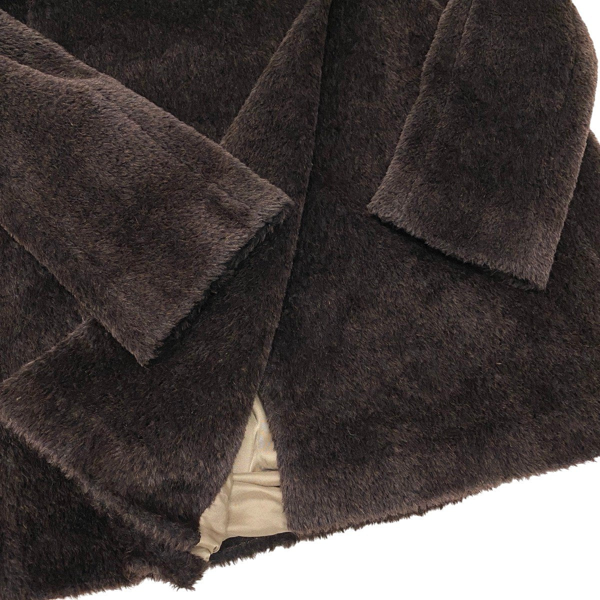 7g15【美品】 MaxMara マックスマーラ スタンドカラーコート ボリュームネック ダブルブレスト アルパカ混 サイズ40 ブラウン レディース 女性用u02t