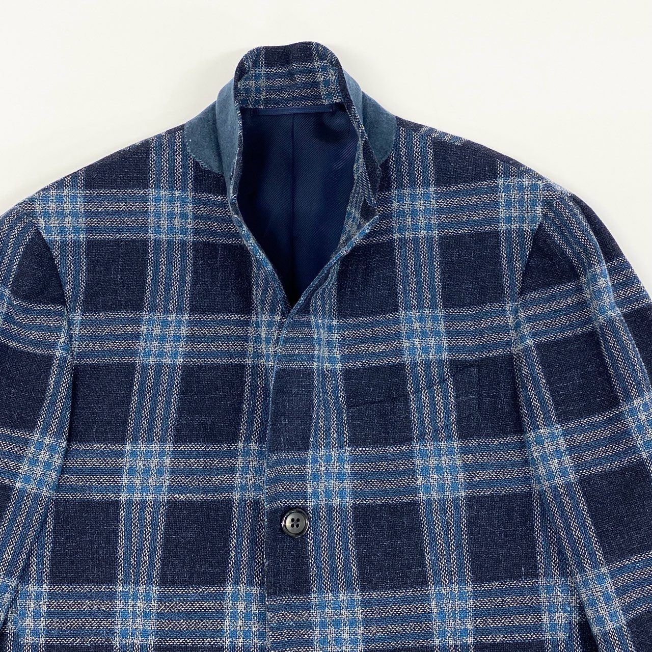 43f25 【美品】BEAMS F ビームスF CANONICO Vintage カノニコ ウールシルクリネン混紡 3B ドレスジャケット サイズL相当 ネイビー メンズ アンコン テーラードJK