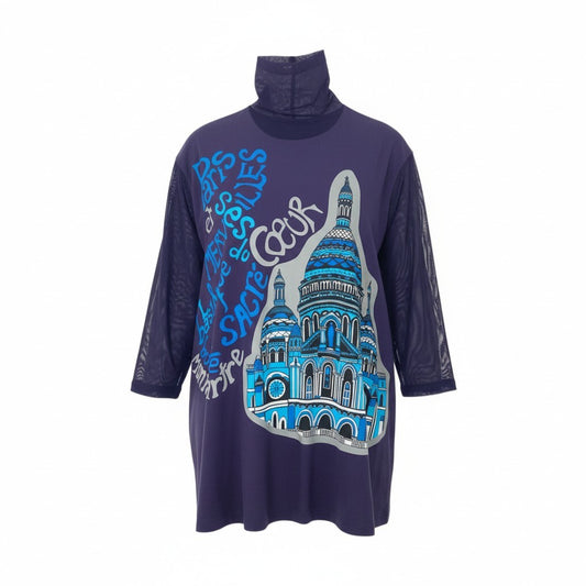 28k29 TOKUKO 1er VOL トクコプルミエヴォル チュニックワンピース シアースリーブ タートルネック 切替メッシュ レディース 女性用 9 パープルu02t