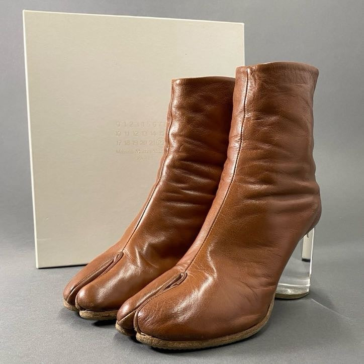 3h15 Maison Margiela メゾン マルジェラ Tabi Boots クリアヒール 足袋ブーツ 38 ブラウン レザー leather イタリア製