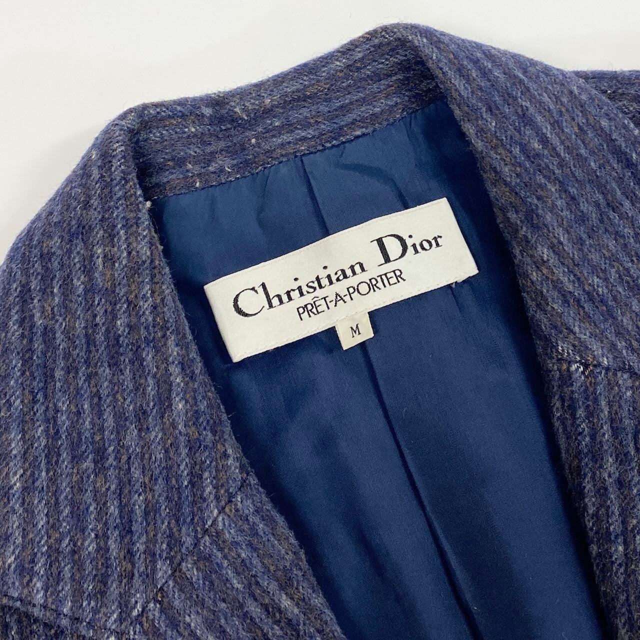 44d27 Christian Dior クリスチャンディオール テーラードジャケット ウールジャケット ストライプ柄 シングル 2B サイズM ネイビー メンズ 紳士服u02t
