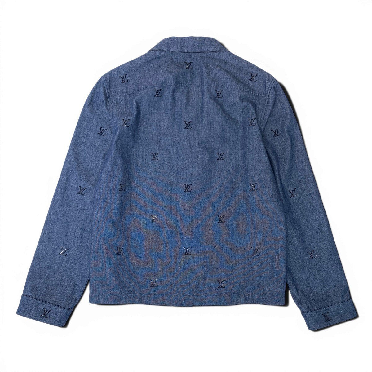 Mf18 《未使用品》 LOUIS VUITTON ルイヴィトン 25SS ブラゾンエンベリッシュド デニムシャツ Blason Embellished Shirt サイズL ブルーt18r