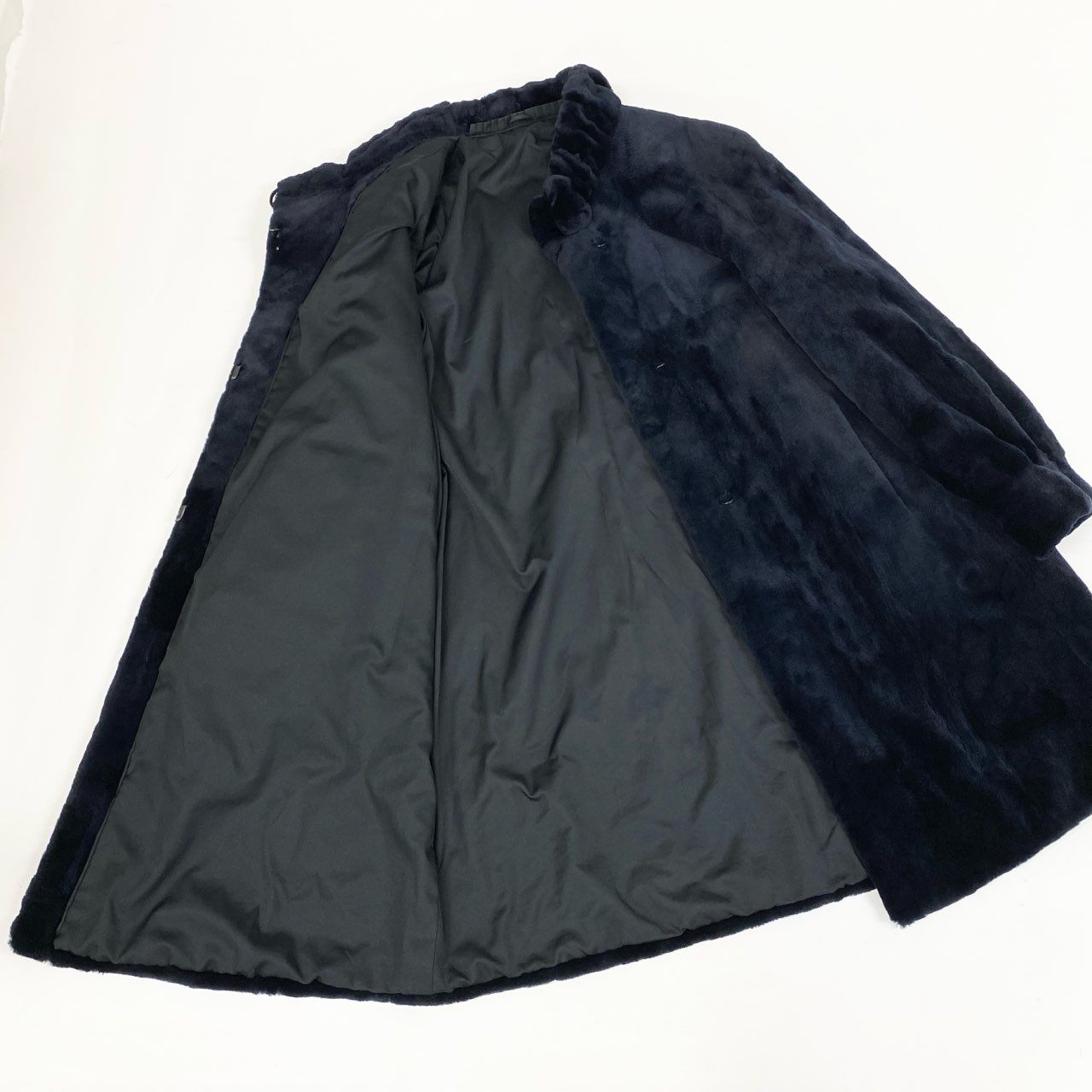 70b16 SAGA MINK サガミンク 染め シェアードミンクファー ロングコート サイズF ダークネイビー 最高級本毛皮 Mink Fur Coatt18r