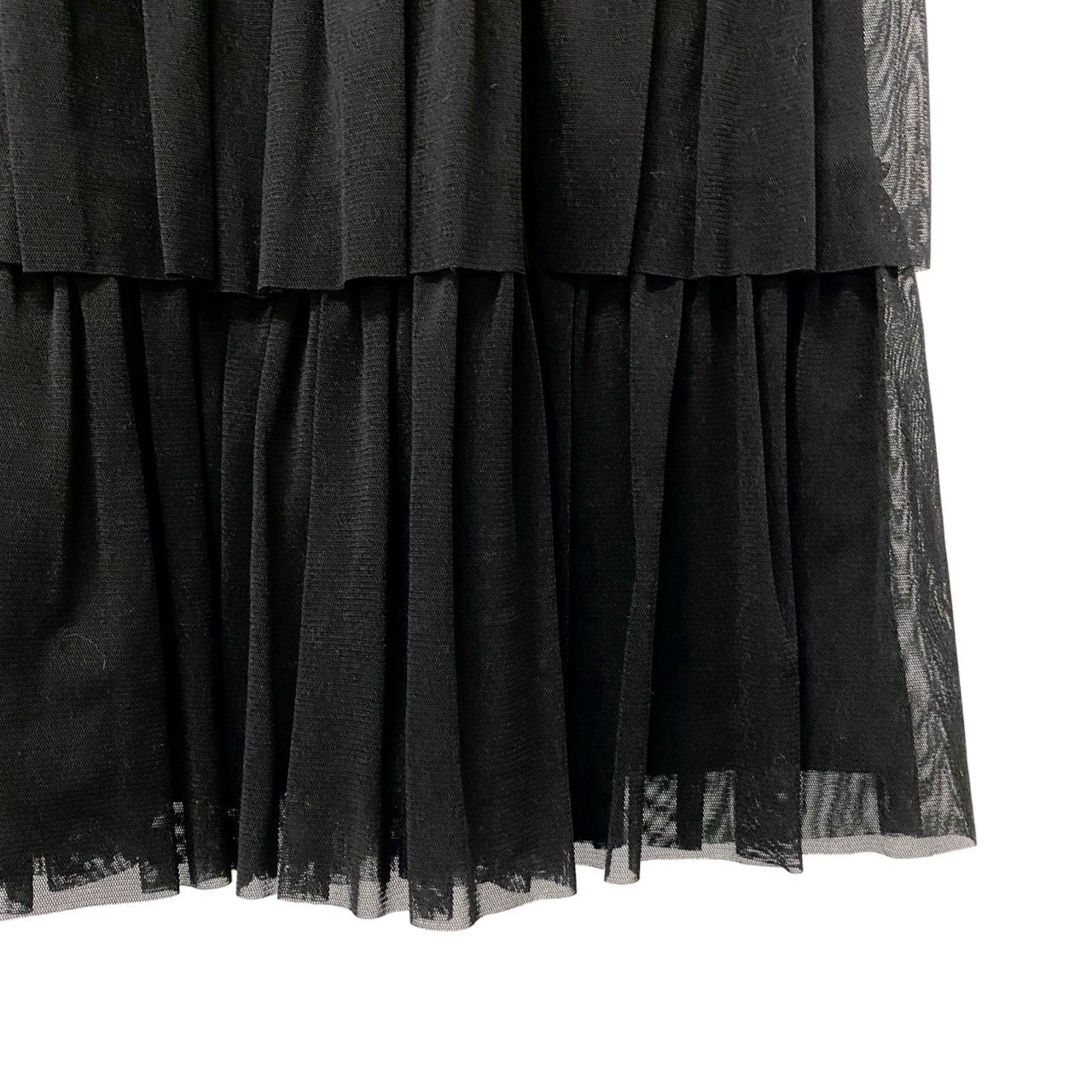 66c2 【美品】 TOKUKO 1er VOL トクコプルミエヴォル フリルスカート ティアードスカート ウエストゴム〇 ミモレ丈 レディース 女性服 日本製 サイズ9 ブラックu02t