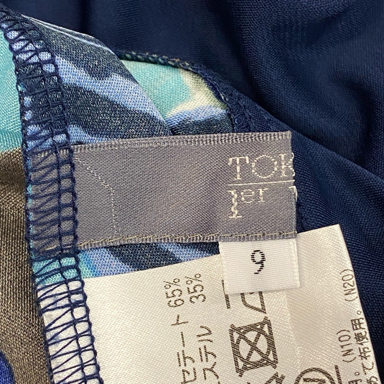 38k26 《美品》 TOKUKO 1er VOL トクコプルミエヴォル 長袖ワンピース シャツワンピース チュニック 前開き 総柄プリント 9 ブルー レディースu02t