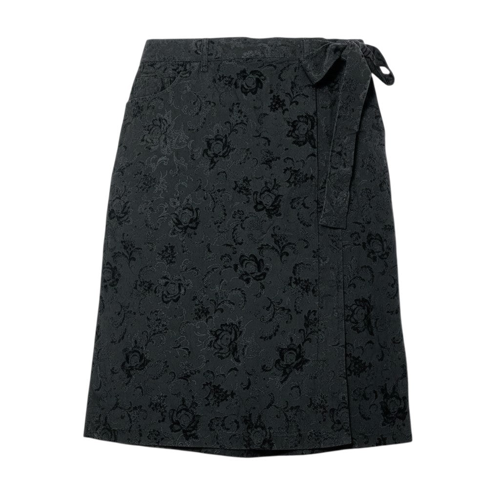 j16 tricot COMME des GARCONS 花柄巻きスカート AD2004 膝丈 日本製 ブラック レーヨン100％ レディース 女性用u02t
