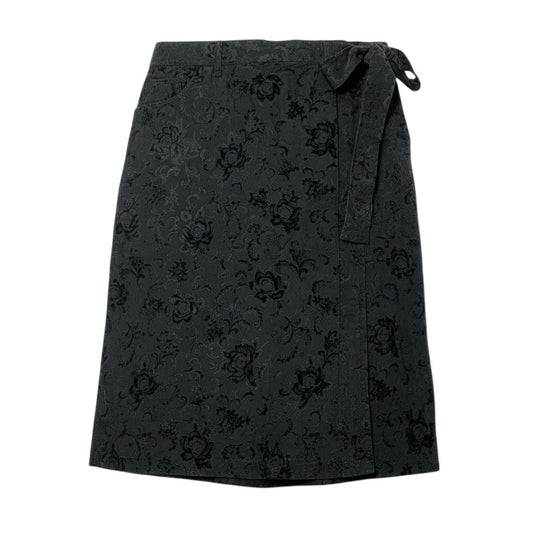 j16 tricot COMME des GARCONS 花柄巻きスカート AD2004 膝丈 日本製 ブラック レーヨン100％ レディース 女性用u02t