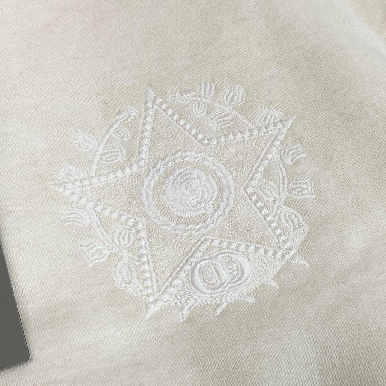 20a14 【タグ付】 Dior ディオール ダブルジップ コットンジャケット ブルゾン 胸元刺繍  メンズ 紳士服 243J432A0802 M オフホワイト系o07t