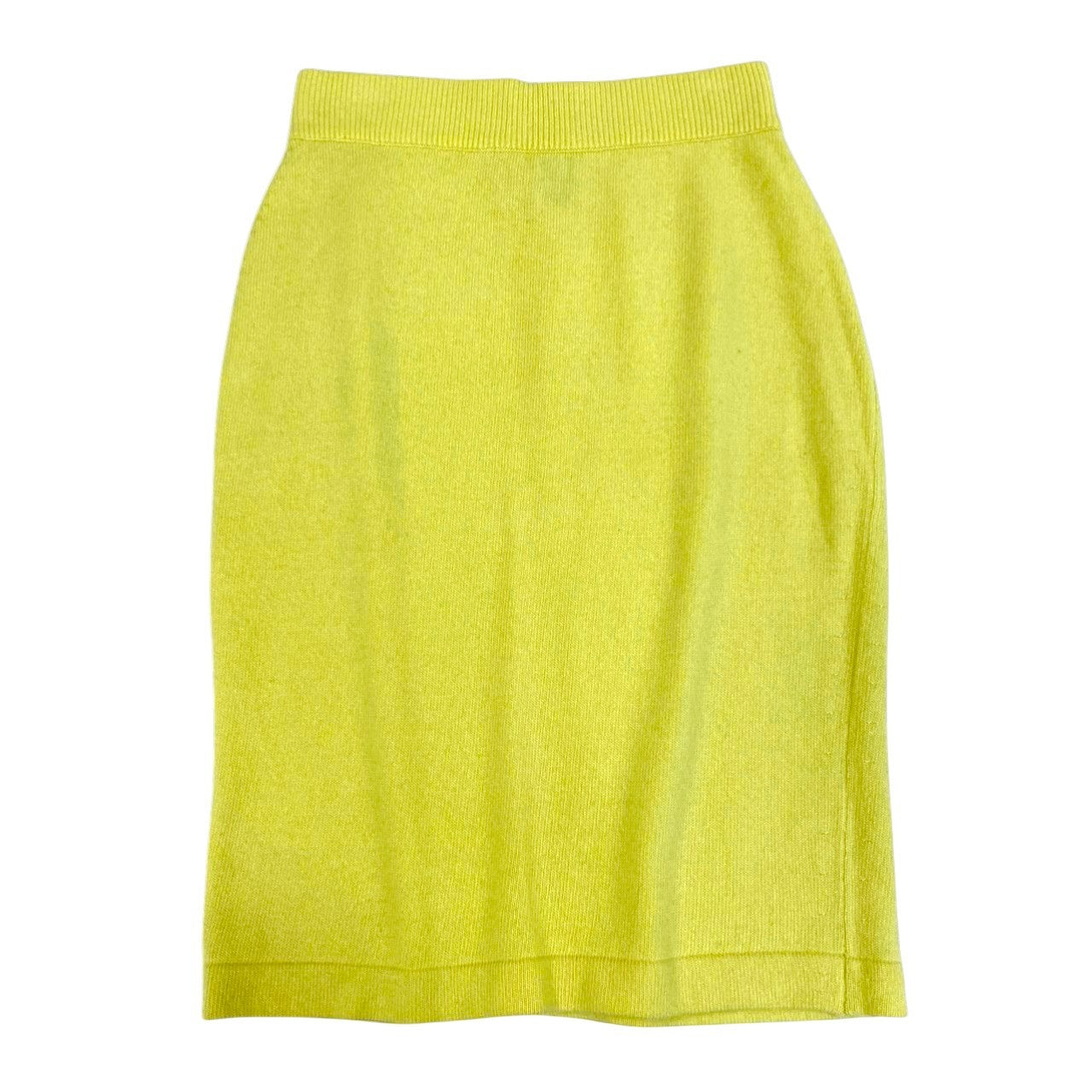 Cc6 90’s Vintage CHANEL ヴィンテージ シャネル カシミヤ100％ ニットスカート カシミヤスカート サイズL イエロー系 カシミヤ100 レディース スカートk02i