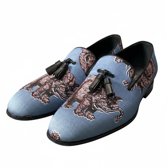 2d21 《未使用品》 LOUIS VUITTON ルイヴィトン チャップマンブラザーズ タッセルローファー サイズ7 1/2 ブルー エレファント シューズ 紳士靴 箱 袋有t18r