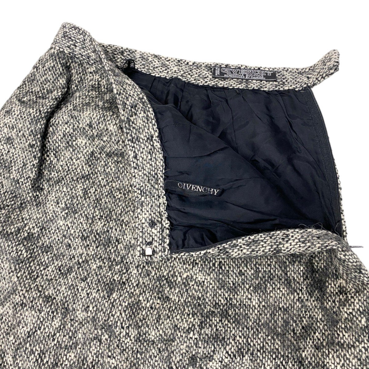91h3 GIVENCHY ジバンシー ベロア切替ツイードセットアップ ジャケット スカート 8サイズ アイボリー ブラック レディース 女性用u02t