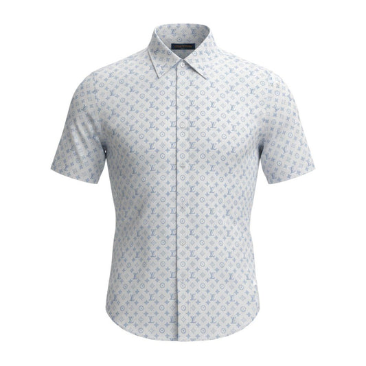 Mf18《未使用品》 LOUIS VUITTON ルイヴィトン 25SS モノグラム 半袖シャツ Monogram Short Sleeved Shirt サイズ42 ブルー タグ付t18r