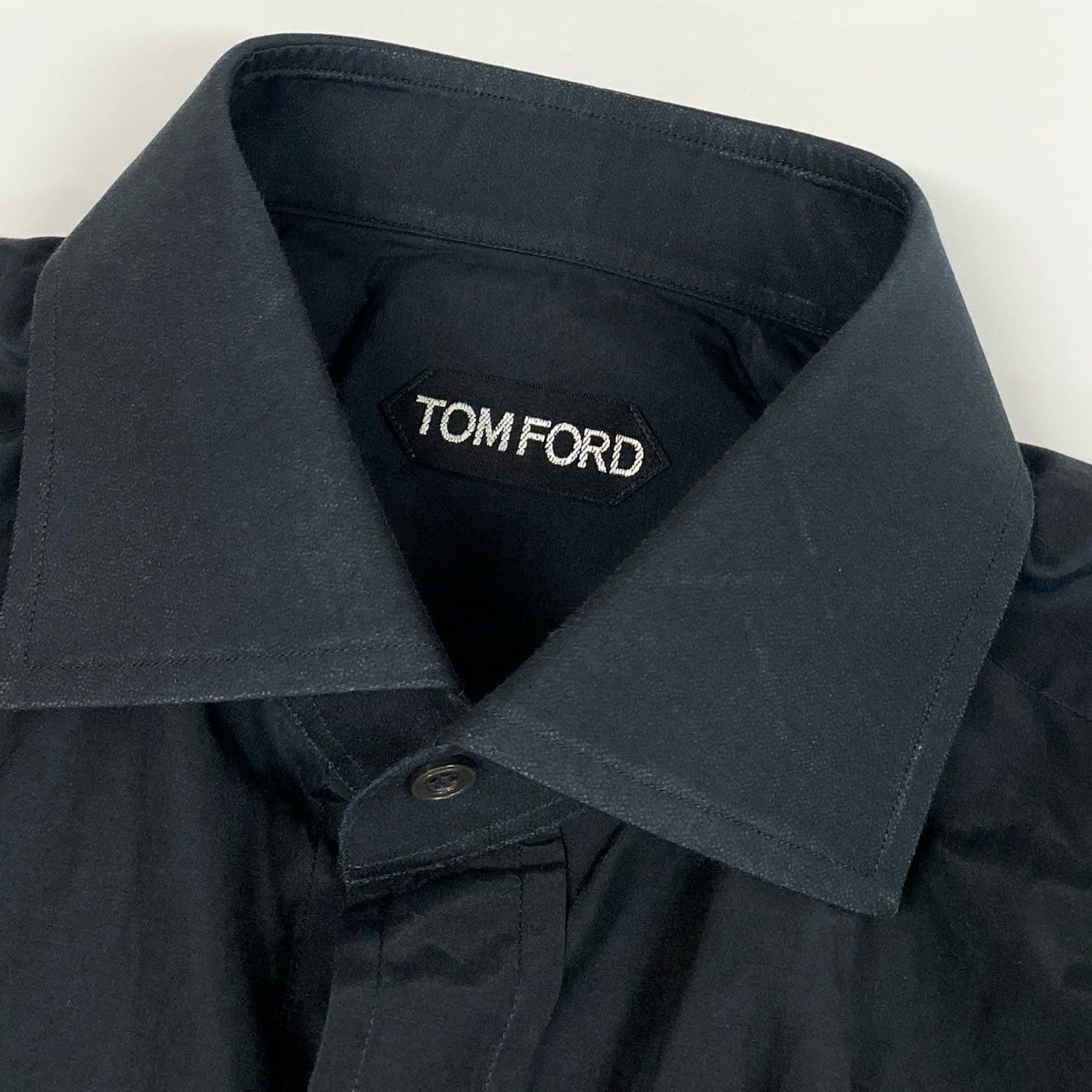 74k11 TOMFORD トムフォード 長袖コットンシルクシャツ トップス イタリア製 15 1/2サイズ ブラック メンズu02t