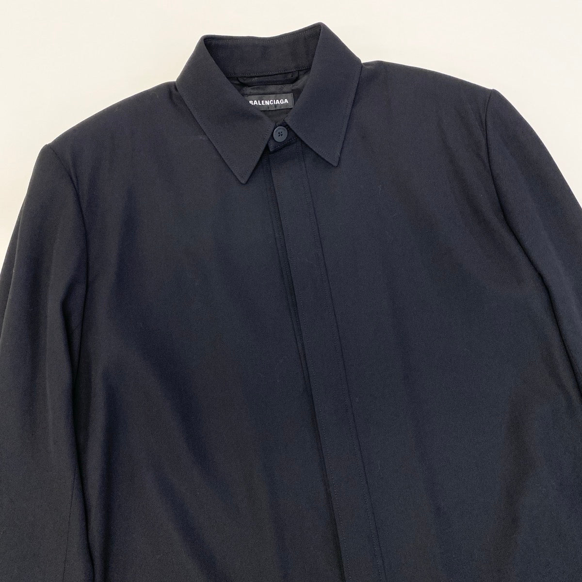 Eg8 【新品保管品】BALENCIAGA ウールツイールシャツジャケット 46サイズ ブラック メンズ 男性用u02t