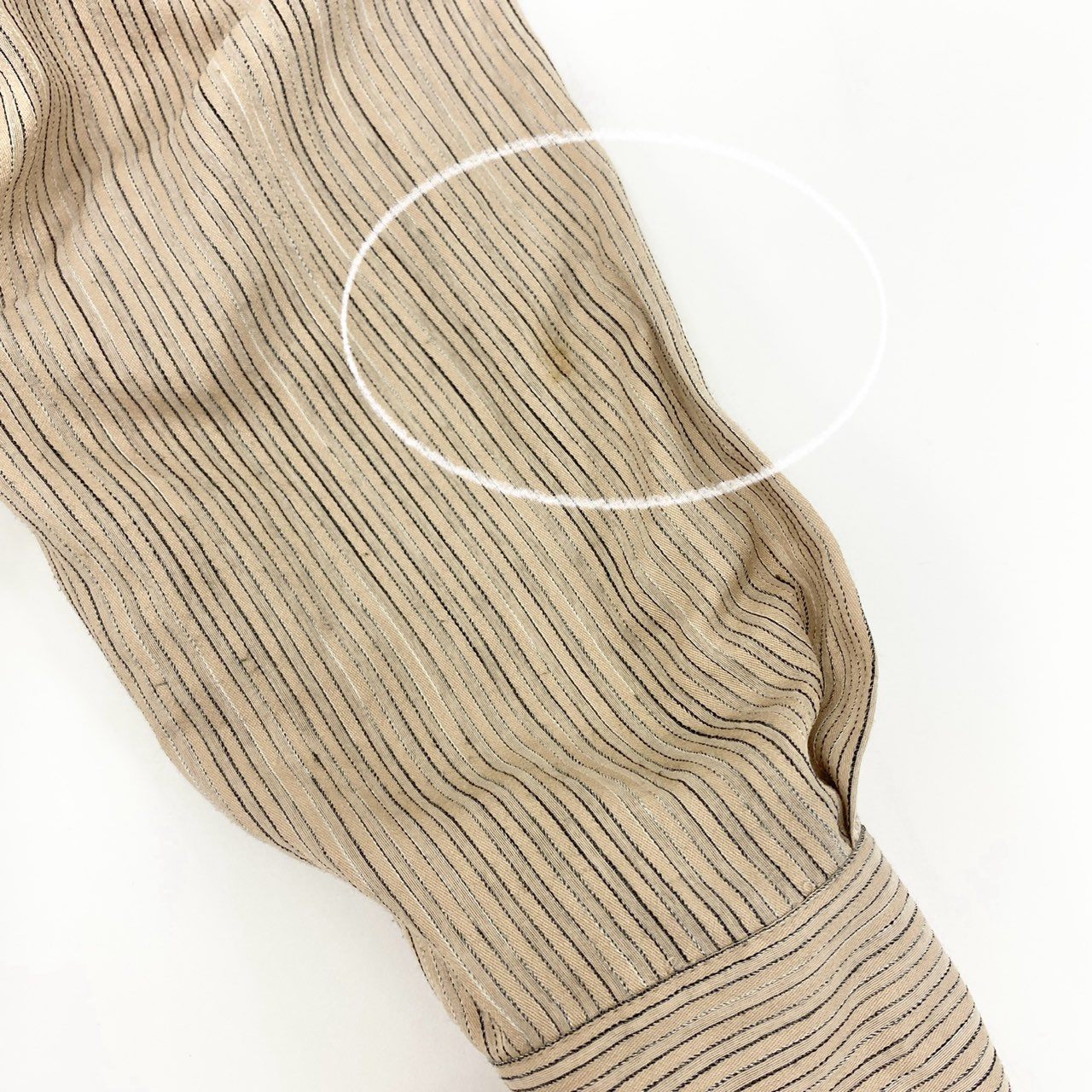 80j17《美品》AKRIS アクリス 変形シャツワンピース ロングワンピース ストライプ 48サイズ ベージュ レディースu02t