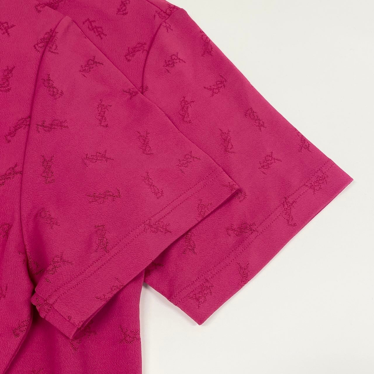 Ed23 【未使用保管品】  YVES SAINTLAURENT イヴサンローラン YSLロゴ 半袖Tシャツ カットソー トップス SN50-353 サイズLL ピンク レディース 女性用k02i