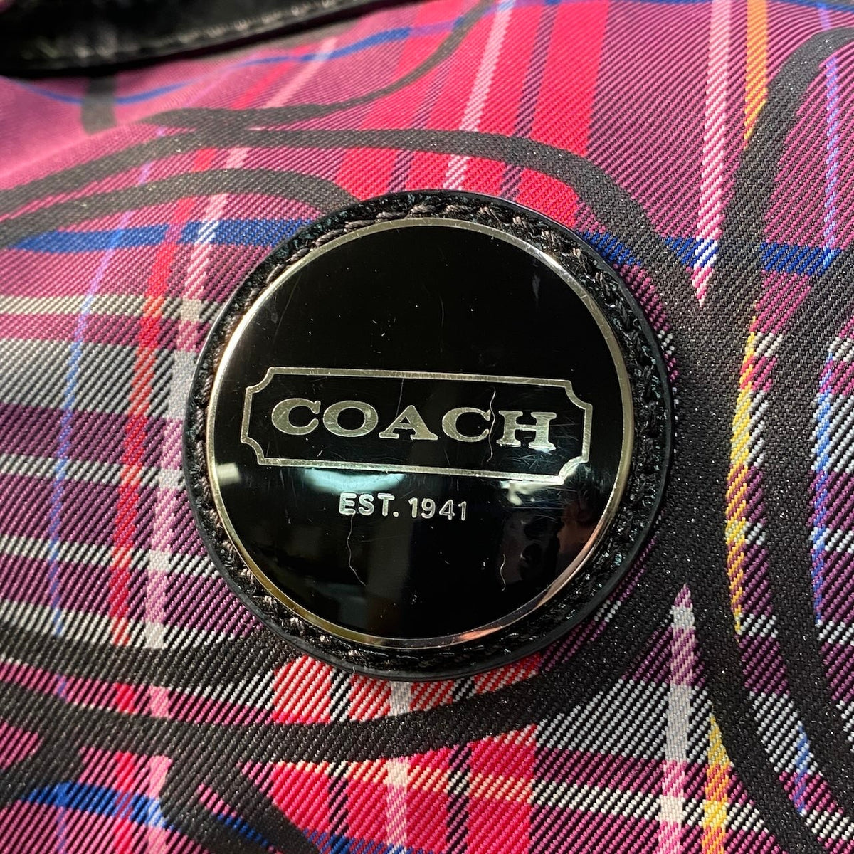 i14 COACH コーチ ラージシグネチャー ショルダーバッグ Large Signature Shoulder Bag F15501 パープル系t18r