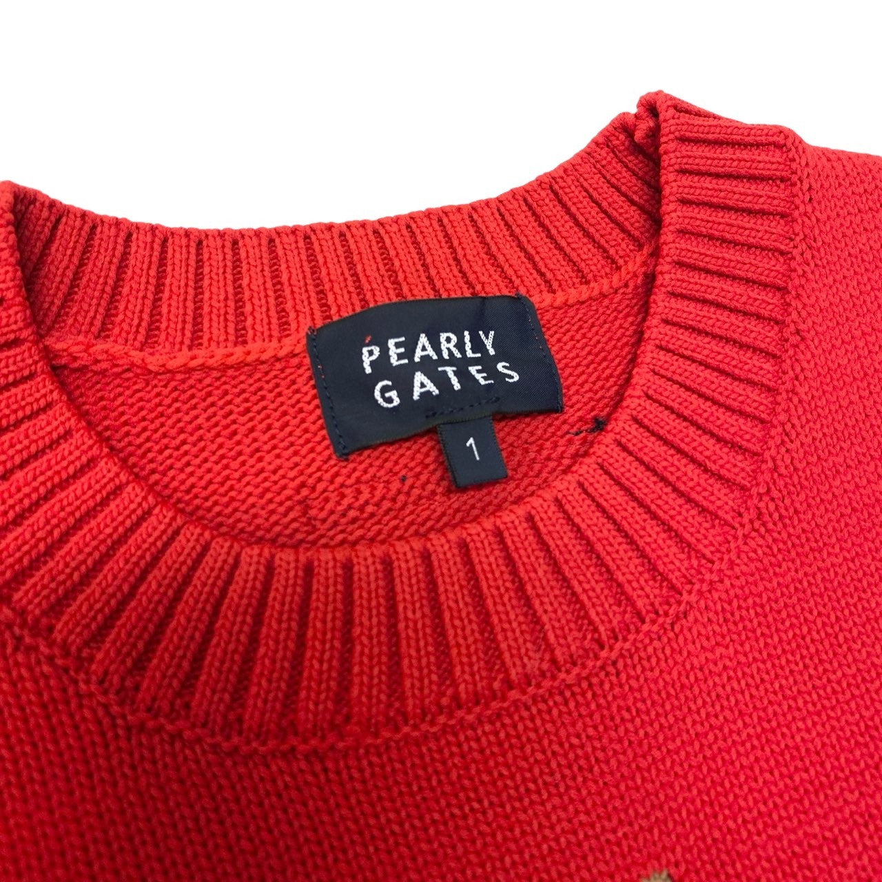 14c5 《極美品》 PEARLY GATES パーリーゲイツ MOMOKO RABBIT トラッドラビット セーター サイズ1 レッド ニット コラボ 限定品t18r