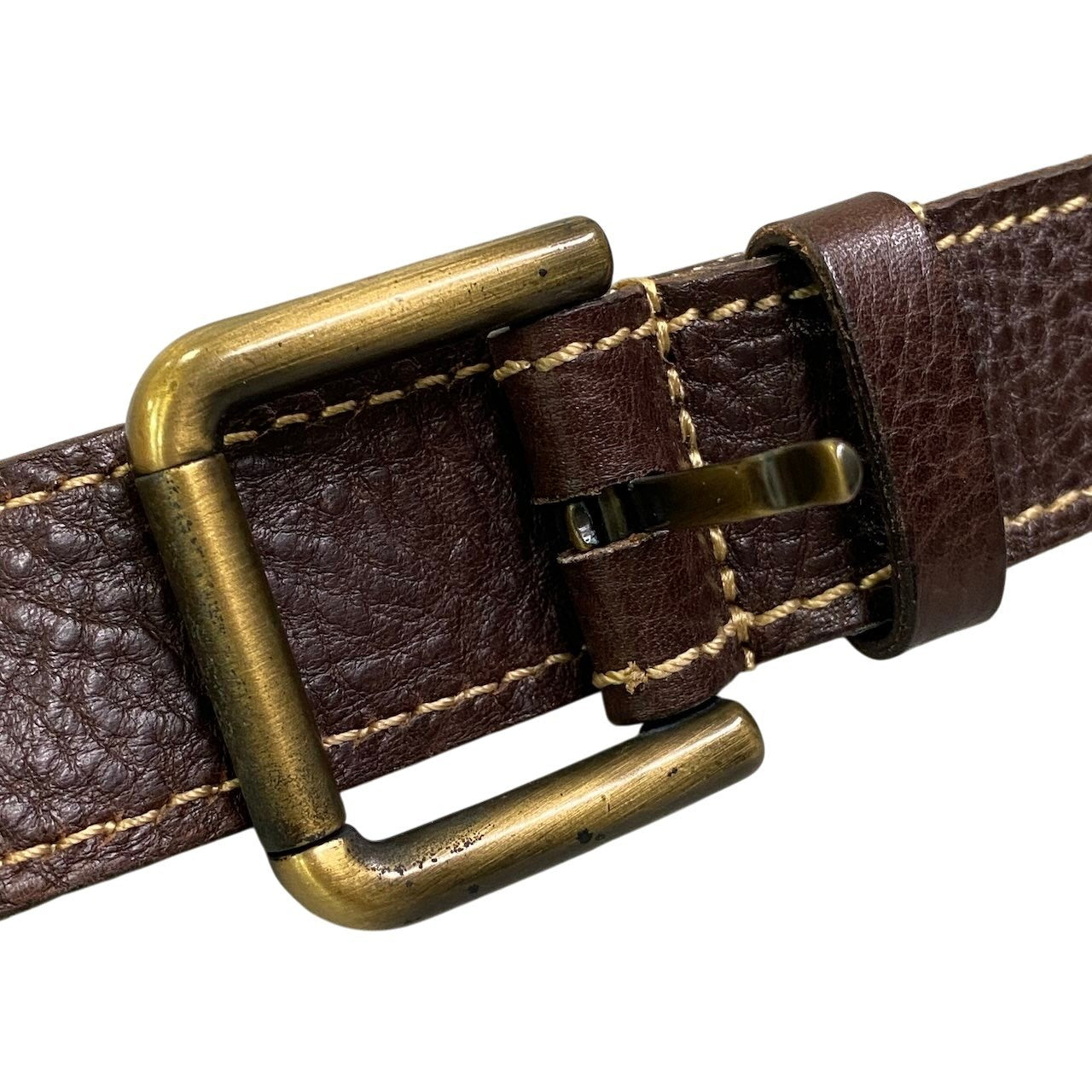 e16 DOLCE&GABBANA ドルチェアンドガッパーナ メッシュベルト フリンジ レザーベルト 40サイズ ブラウン レザー レディース 女性用u02t