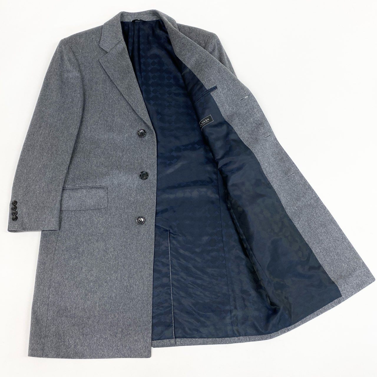 31L8 LANVIN COLLECTION ランバン コレクション ロングテーラードジャケット ロングジャケット カシミヤジャケットコート アウター 45サイズ グレー カシミヤ100％ メンズo07t