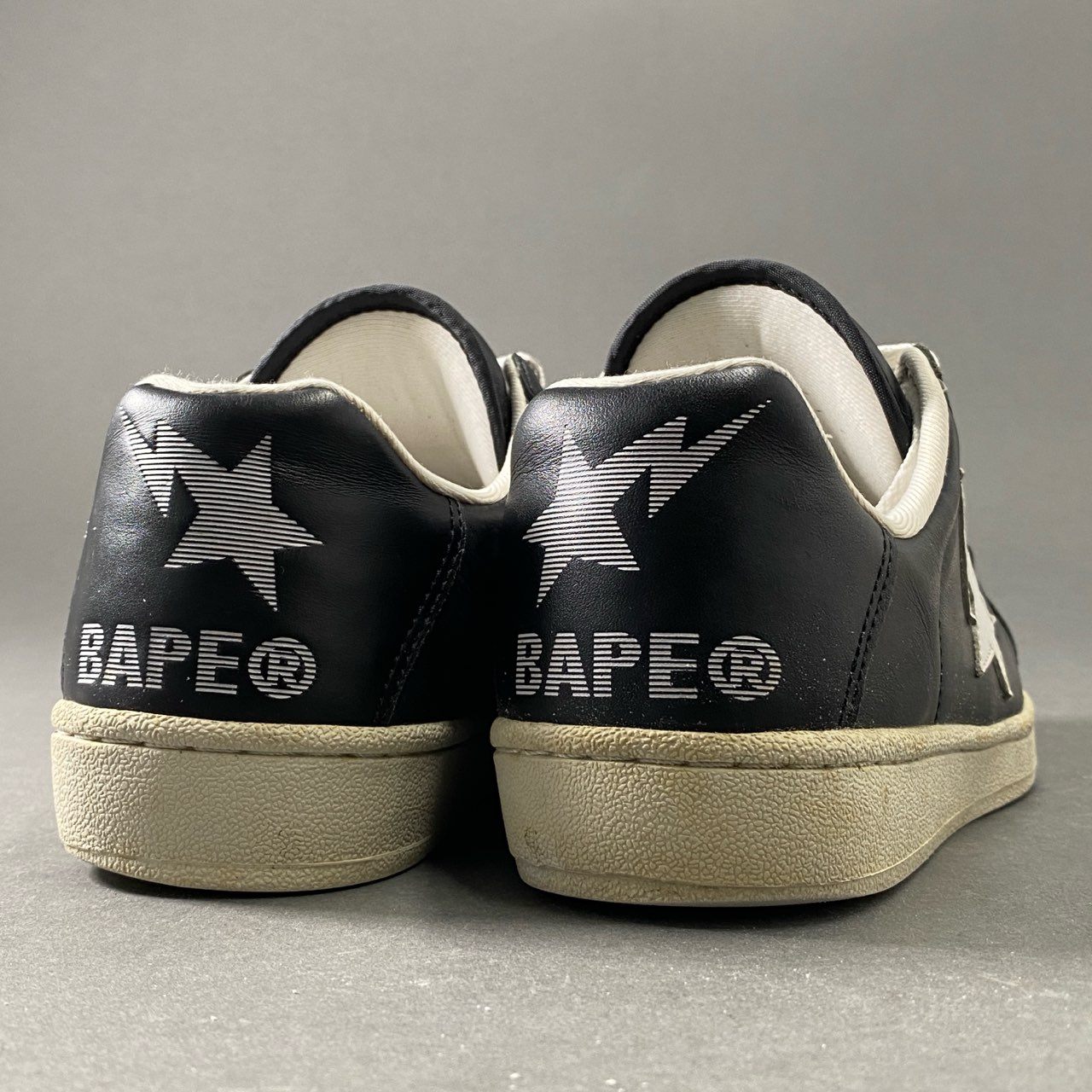 1e19 A BATHING APE アベイシングエイプ BAPE STA ベイプスタ ローカットスニーカー シューズ スター 27 ブラック レザー